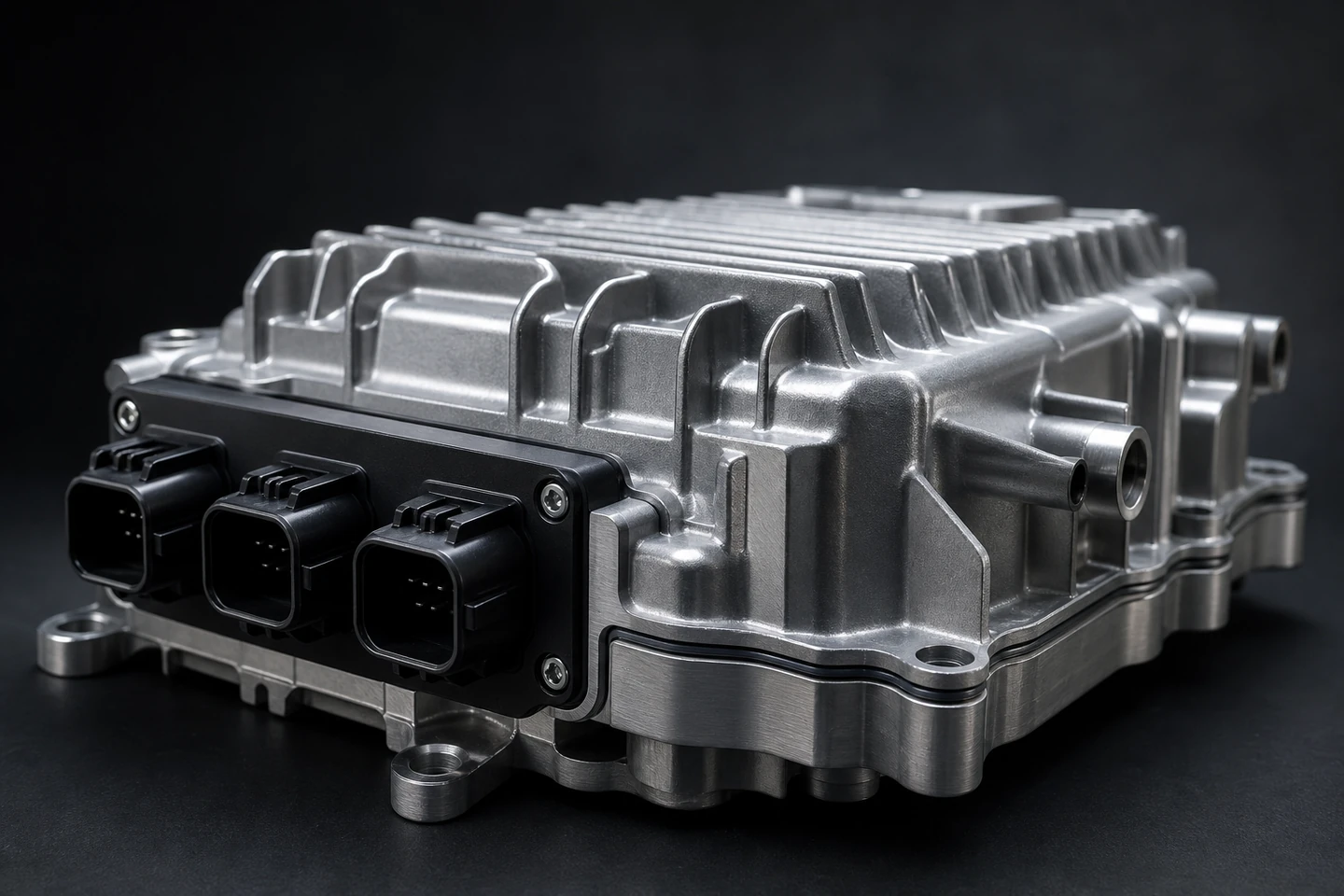 Cutaway of an EV battery-pack module on a charcoal backdrop
