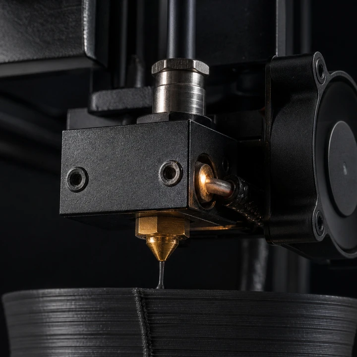FDM (Fused Deposition) process — cinematic studio shot